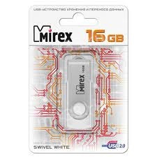 Флеш-накопитель 16Gb Mirex SWIVEL, USB 2.0, металл, белый