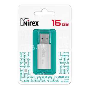 Флеш-накопитель 16Gb Mirex UNIT, USB 2.0, пластик, серебряный