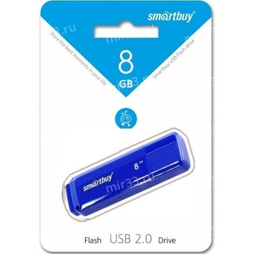 Флеш-накопитель 8Gb SmartBuy Dock, USB 2.0, пластик, синий