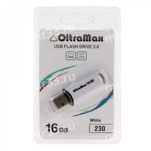 Флеш-накопитель 16Gb OltraMax 230, USB 2.0, пластик, белый