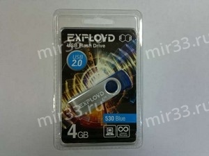 Флеш-накопитель 4Gb Exployd 530, USB 2.0, пластик, синий