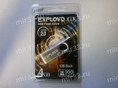 Флеш-накопитель 4Gb Exployd 530, USB 2.0, пластик, чёрный