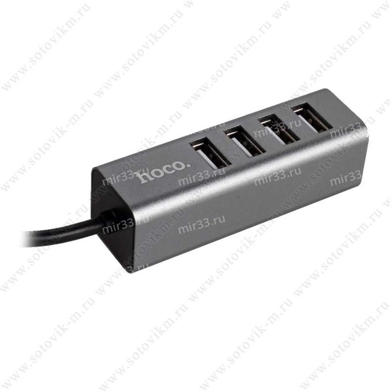 USB-концентратор HOCO HB1, 4 гнезда, 4хUSB2.0, цвет: серый