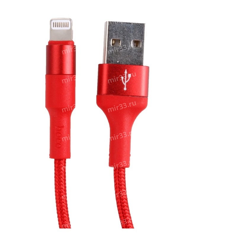 Кабель USB - 8 pin HOCO X26 Xpress, 1.0м, круглый, 2.0A, ткань, цвет: красный