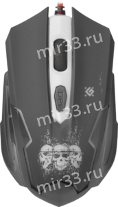Мышь проводная Defender, GM-180L, Skull, 3200 DPI, оптическая, USB, 6 кнопок, цвет: чёрный