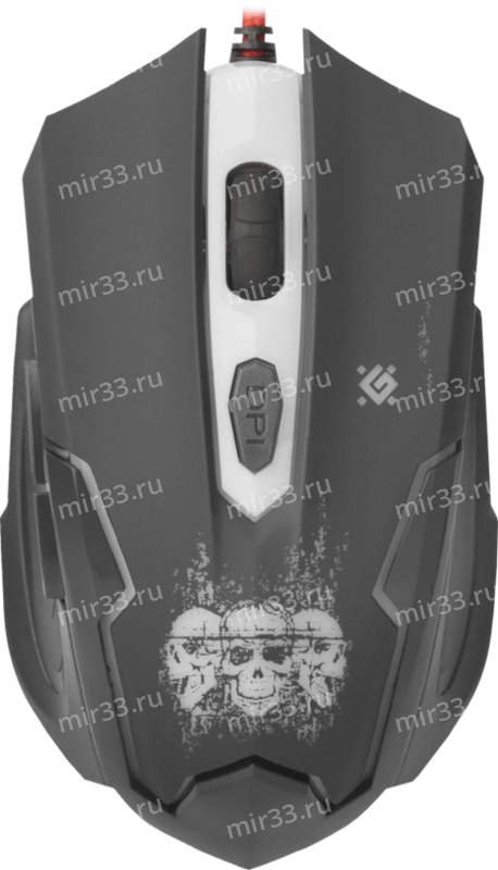 Мышь проводная Defender, GM-180L, Skull, 3200 DPI, оптическая, USB, 6 кнопок, цвет: чёрный