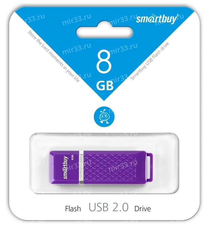 Флеш-накопитель 8Gb SmartBuy Quartz series, USB 2.0, пластик, фиолетовый