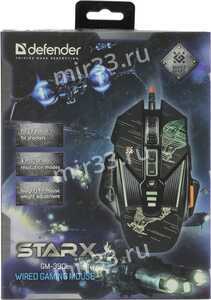 Мышь проводная Defender, GM-390L, sTarx, 3200 DPI, оптическая, USB, 8 кнопок, грузики, цвет: чёрный