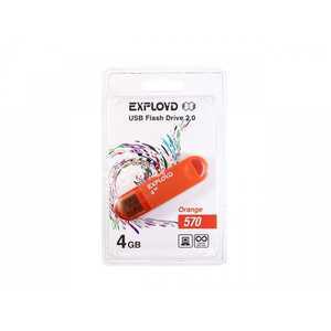 Флеш-накопитель 4Gb Exployd 570, USB 2.0, пластик, оранжевый