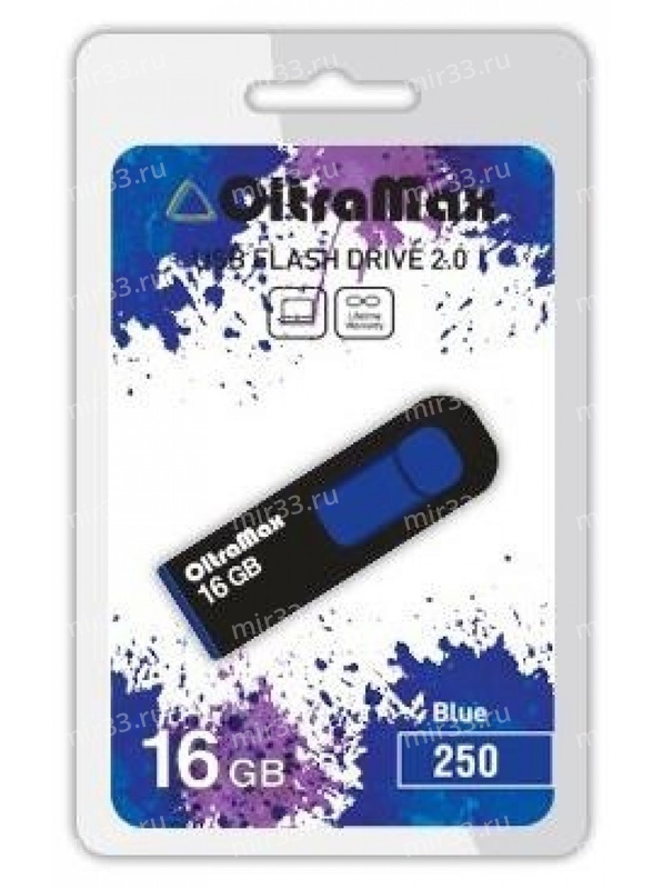 Флеш-накопитель 16Gb OltraMax 250, USB 2.0, пластик, синий