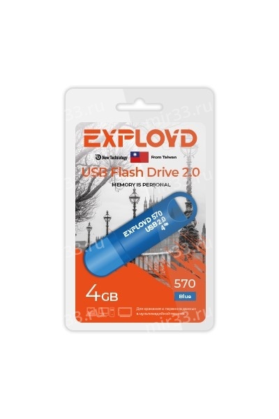 Флеш-накопитель 4Gb Exployd 570, USB 2.0, пластик, синий