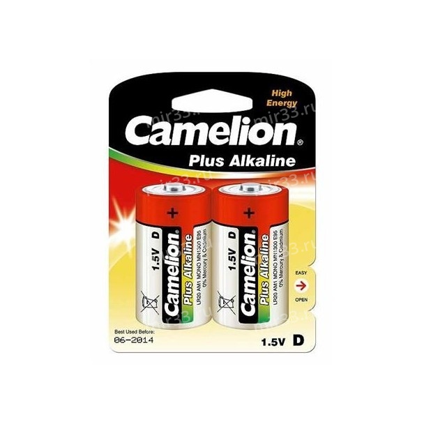 Батарейка D Camelion LR20-2BL Plus Alkaline, 1.5В, (2/12/96)