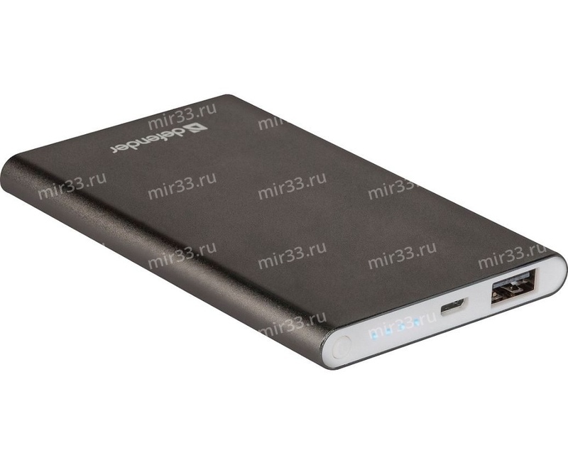 Аккумулятор внешний Defender 8000B, ExtraLife, 8000mAh, металл, 1 USB выход, 2.1A, цвет: серый