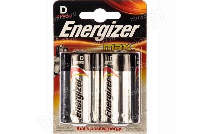 Батарейка D Energizer LR20-2BL Max, 1.5В, (2/24)