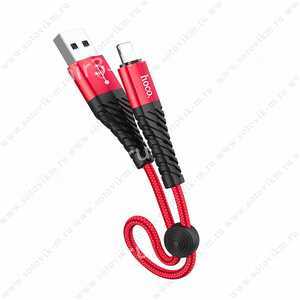 Кабель USB - 8 pin HOCO X38 Cool, 0.25м, круглый, 2.4A, ткань, цвет: красный