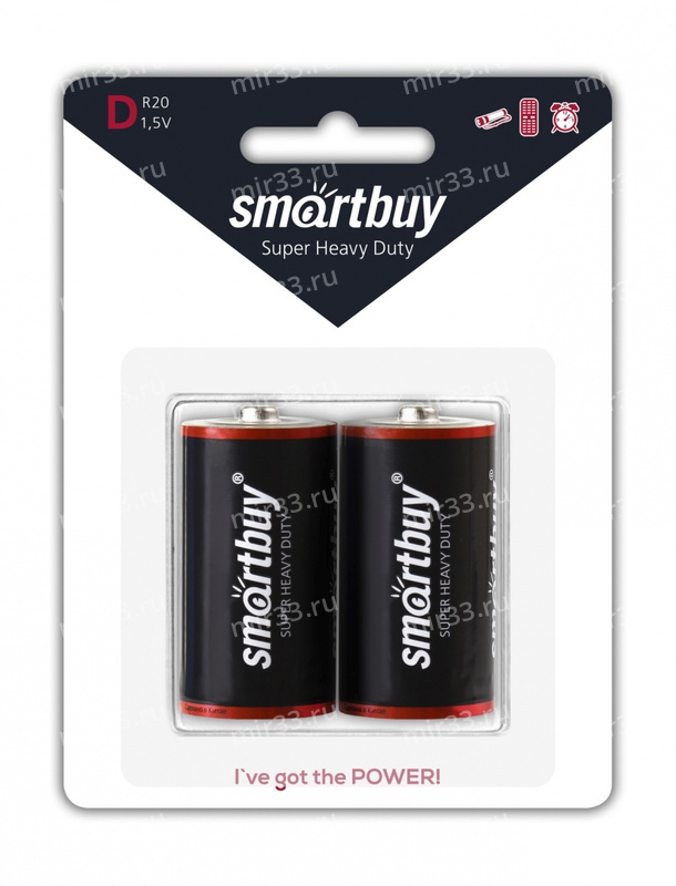Батарейка D SmartBuy R20-2BL, 1.5B, (2/12/96), (арт.SBBZ-D02B)