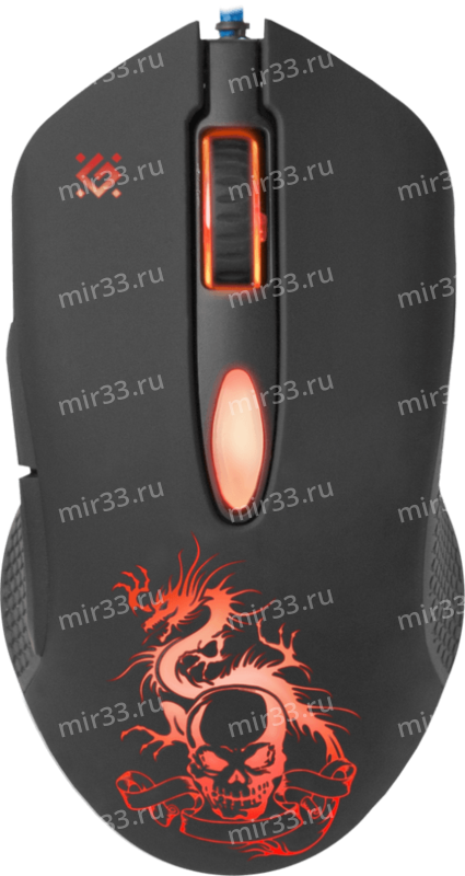 Мышь проводная Defender, Sky Dragon, GM-090L, 3200 DPI, оптическая, USB, 6 кнопок, цвет: чёрный