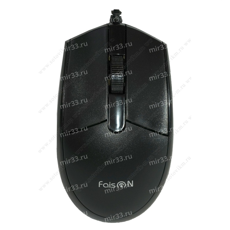 Мышь проводная FaisON, M106, Comfort, 1600 DPI, оптическая, USB, 3 кнопки, цвет: чёрный