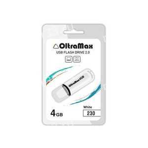 Флеш-накопитель 4Gb OltraMax 230, USB 2.0, пластик, белый