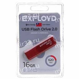 Флеш-накопитель 16Gb Exployd 620 , USB 2.0, пластик, красный