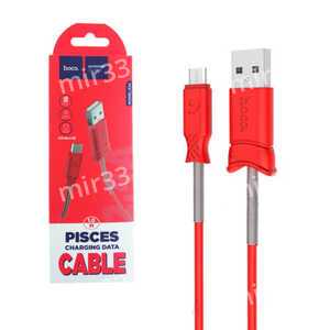 Кабель USB - микро USB HOCO X24 Pisces, 1.0м, круглый, 2.1A, силикон, цвет: красный