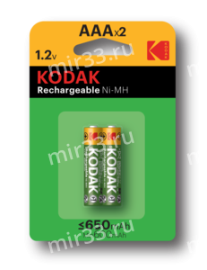 Аккумулятор AAA Kodak, HR03-2BL, 650mAh, (2/20/240)