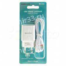 Блок питания сетевой 1 USB Borofone BA20A, Sharp, 2100mA, кабель микро USB, цвет: белый
