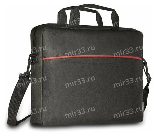Сумка для ноутбука Defender, Lite, 15,6", полиэстер, с карманом, с ремешком, цвет: чёрный, красная в
