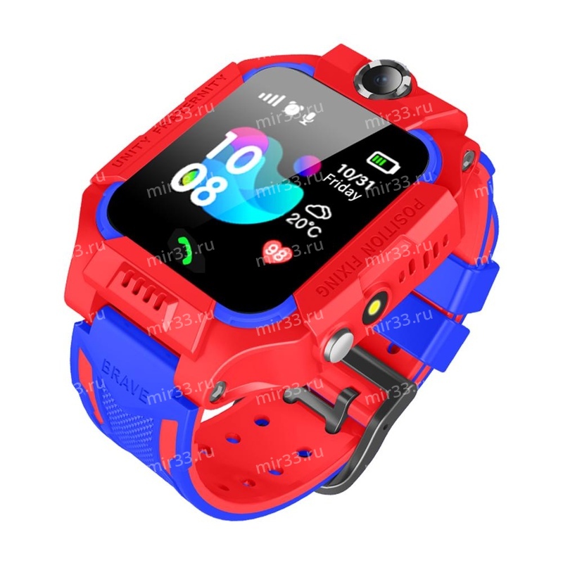 Умные детские часы Z6, GPS, SOS,фонарик, сенсорный, цвет: красный