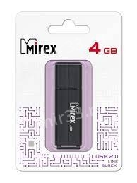 Флеш-накопитель 4Gb Mirex LINE, USB 2.0, пластик, чёрный