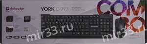 Набор клавиатура+мышь проводной Defender, York, C-777 , 1000 dpi, оптическая, цвет: чёрный