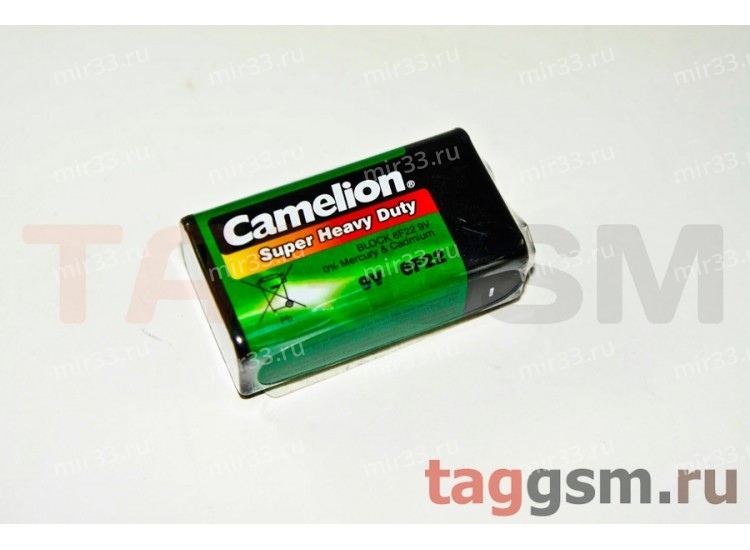 Батарейка Крона Camelion 6F22-1BL, 9В, цвет: зелёный, (1/12/240)