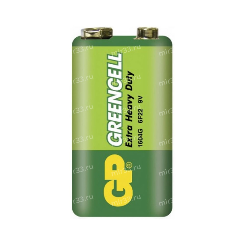 Батарейка Крона GP 6F22-1P, цвет: зелёный, (1/10/500)