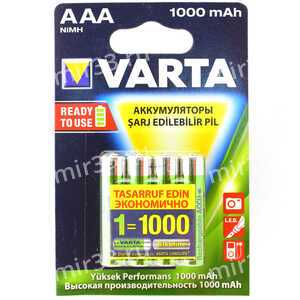 Аккумулятор AAA Varta, LR03-2BL, 1000mAh, (2/24/240)