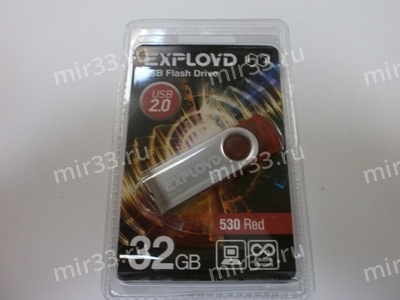 Флеш-накопитель 32Gb Exployd 530, USB 2.0, пластик, красный