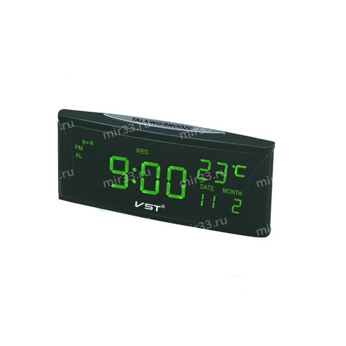 Электронные часы VST-719W зелёные цифры