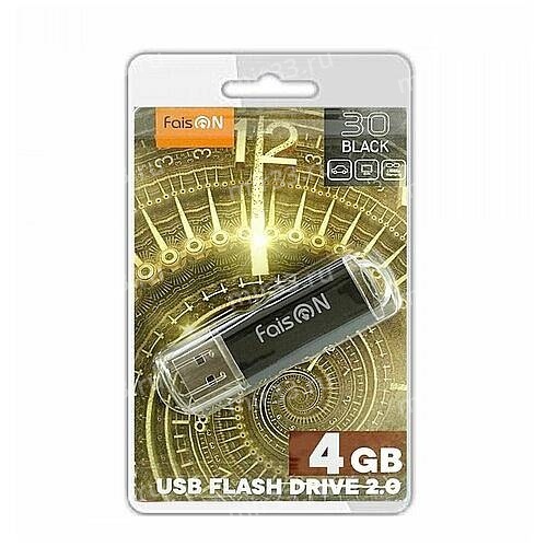Флеш-накопитель 4Gb FaisON Drive 30, USB 2.0, пластик, чёрный