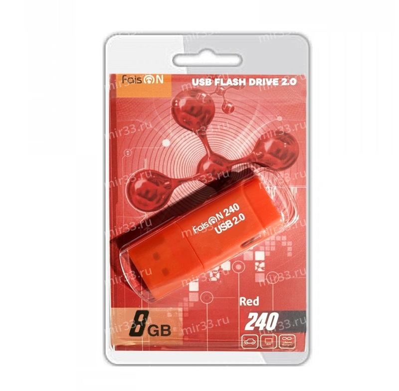 Флеш-накопитель 8Gb FaisON 240, USB 2.0, пластик, красный