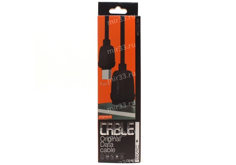 Кабель USB - Type-C Moxom  CC-60, 1.0м, круглый, 2.4A, силикон, цвет: чёрный