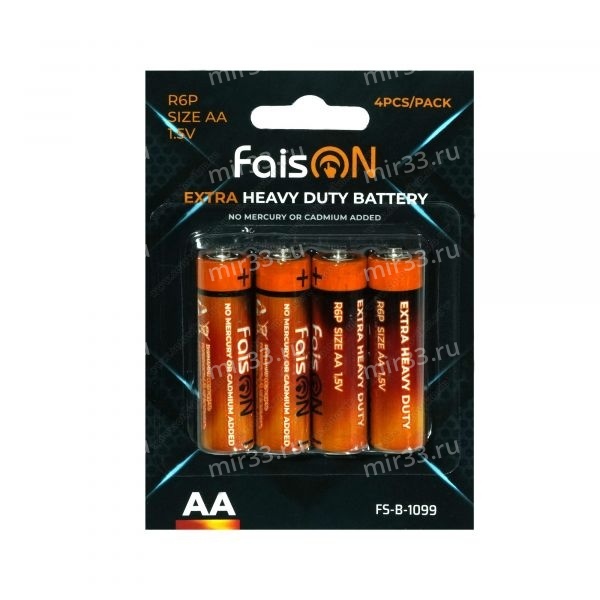 Батарейка AA FaisON R6P-4BL Extra, 1.5B, (4/40/800), (арт.FS-B-1099)