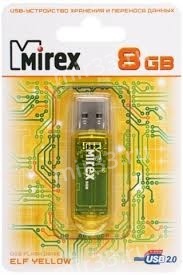 Флеш-накопитель 8Gb Mirex ELF, USB 2.0, пластик, жёлтый