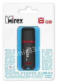 Флеш-накопитель 8Gb Mirex KNIGHT, USB 2.0, пластик, чёрный