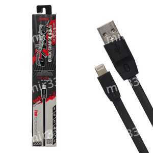Кабель USB - 8 pin Remax RC-001i Full Speed, 2.0м, плоский, 2.1A, силикон, цвет: чёрный