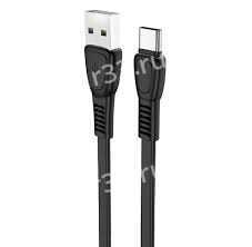 Кабель USB - Type-C FaisON HX40 Noah, 1.0м, плоский, 2.4A, силикон, цвет: чёрный