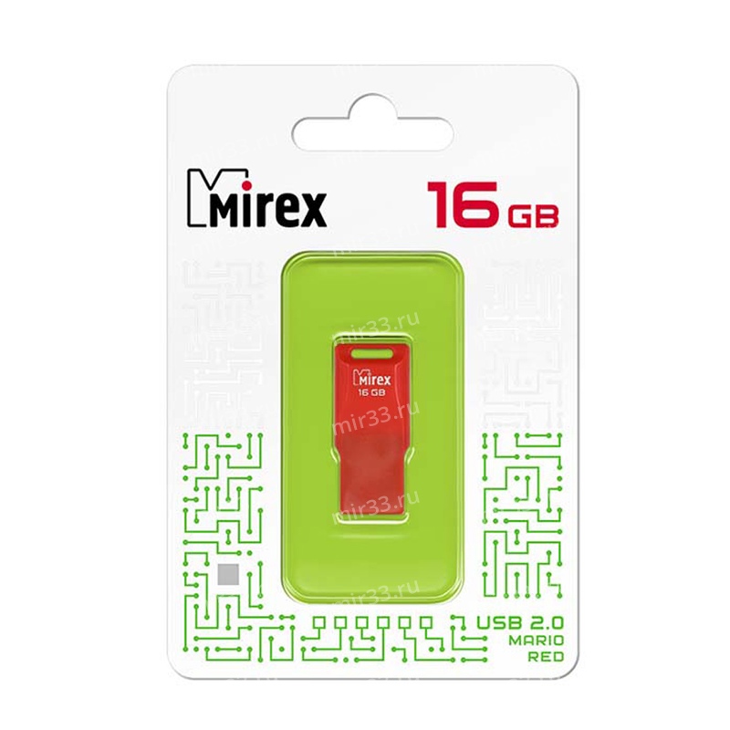 Флеш-накопитель 16Gb Mirex MARIO, USB 2.0, пластик, красный
