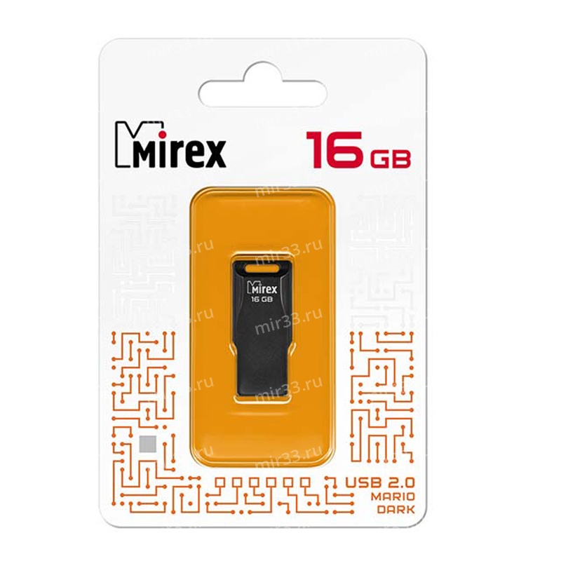 Флеш-накопитель 16Gb Mirex MARIO, USB 2.0, пластик, чёрный