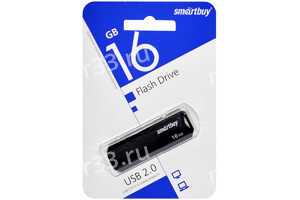 Флеш-накопитель 16Gb SmartBuy Clue, USB 2.0, пластик, чёрный
