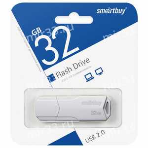 Флеш-накопитель 32Gb SmartBuy Clue, USB 2.0, пластик, белый