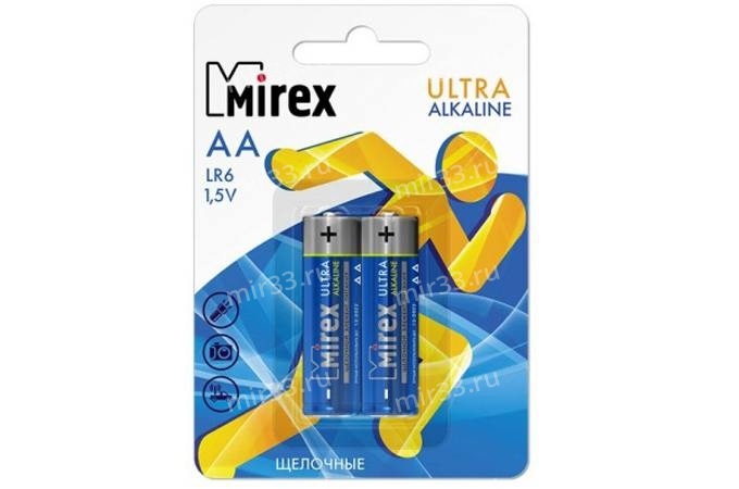 Батарейка AA Mirex LR06-2P Ultra Alkaline, 1.5B, (2/40/720)