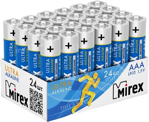 Батарейка AAA Mirex LR03-24Box Ultra Alkaline, 1.5B, (24/960), (арт.23702-LR03-B24)